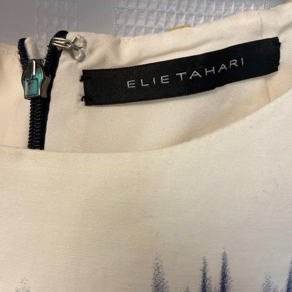 Elie Tahari Navy Blue Ombré Sleeveless Cotton Lined Shift Dress. Women’s Size 10 - Picture 5 of 8